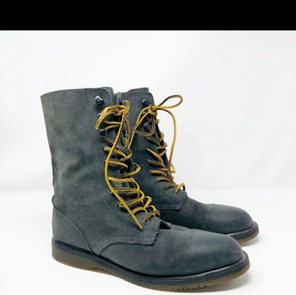 DR MARTENS | Suede Carli Lace Up Combat Moto Boot